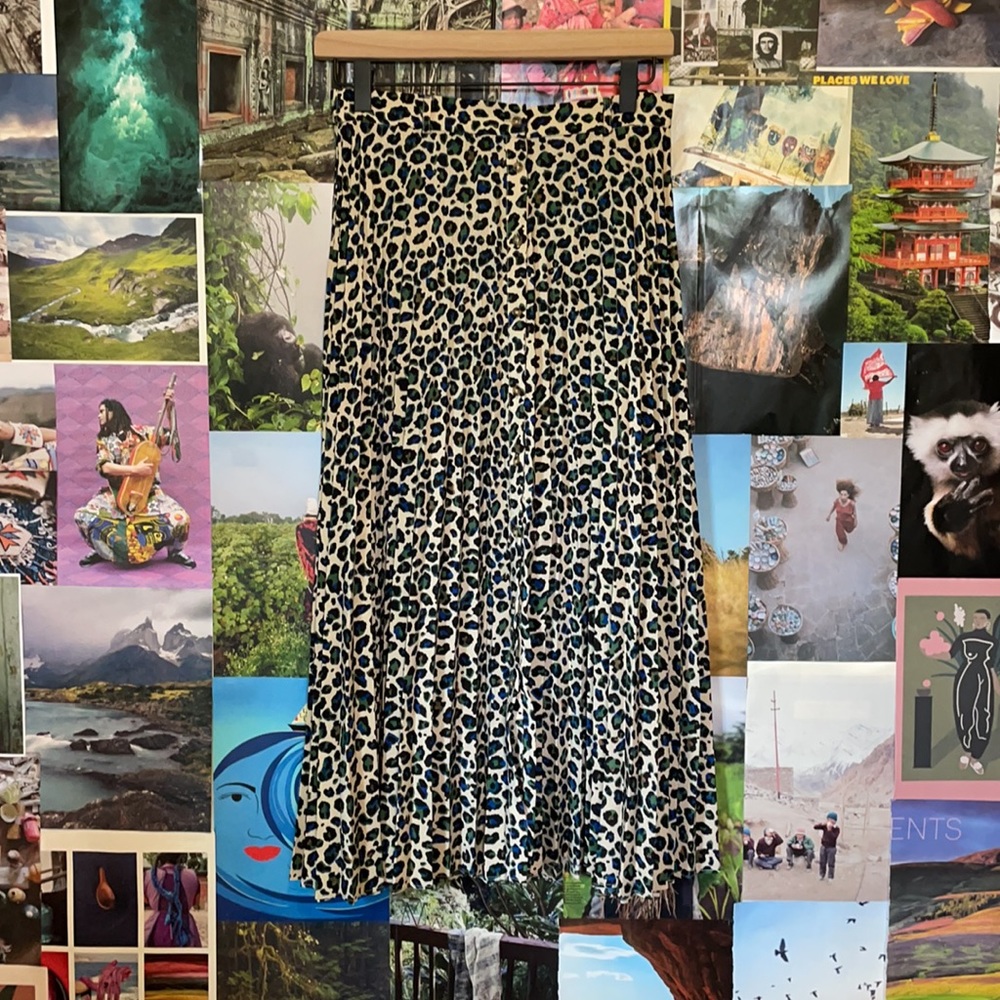 Madrid button up animal print skirt